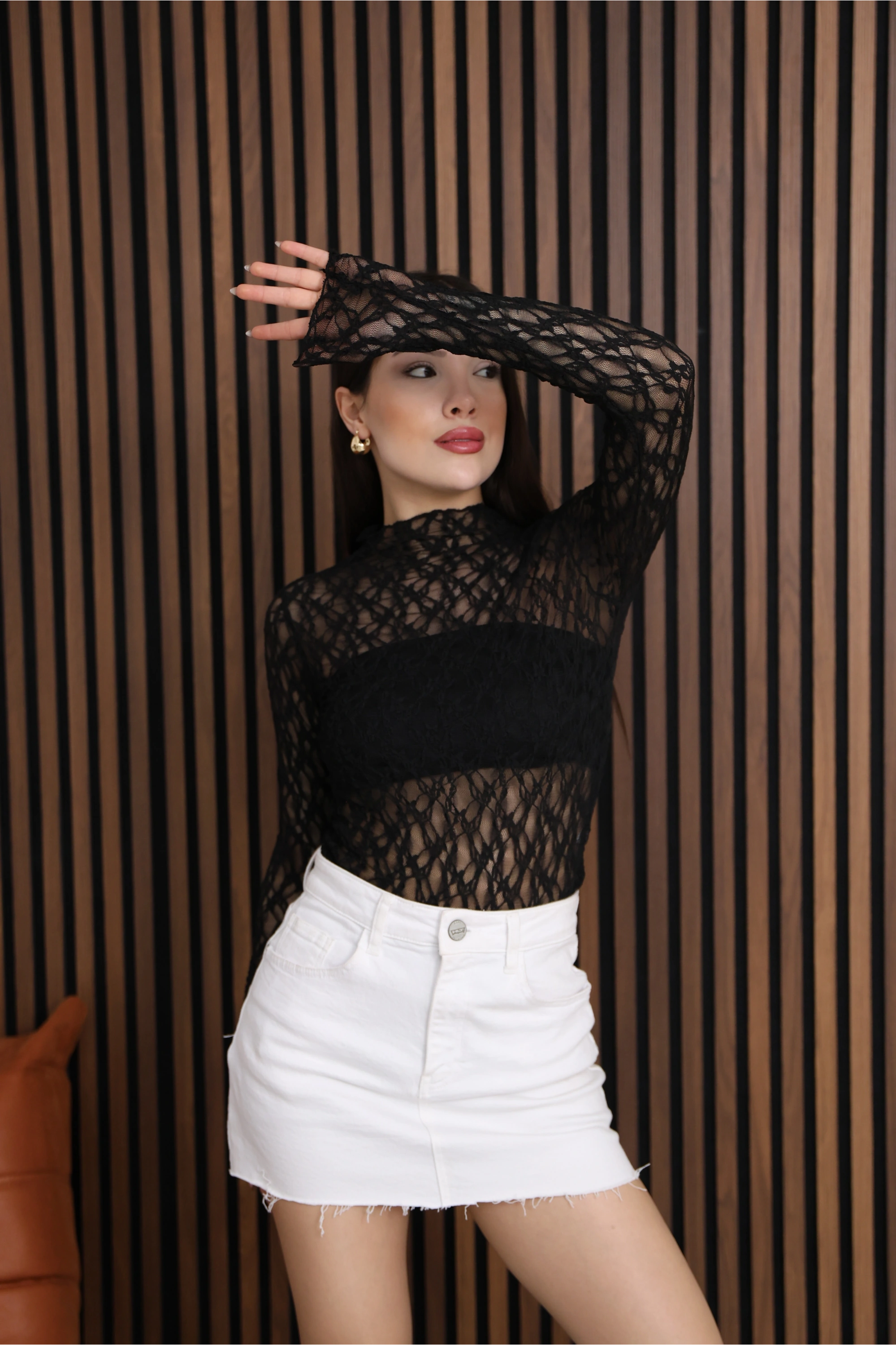 MUADİL TRANSPARAN BLUZ- SİYAH