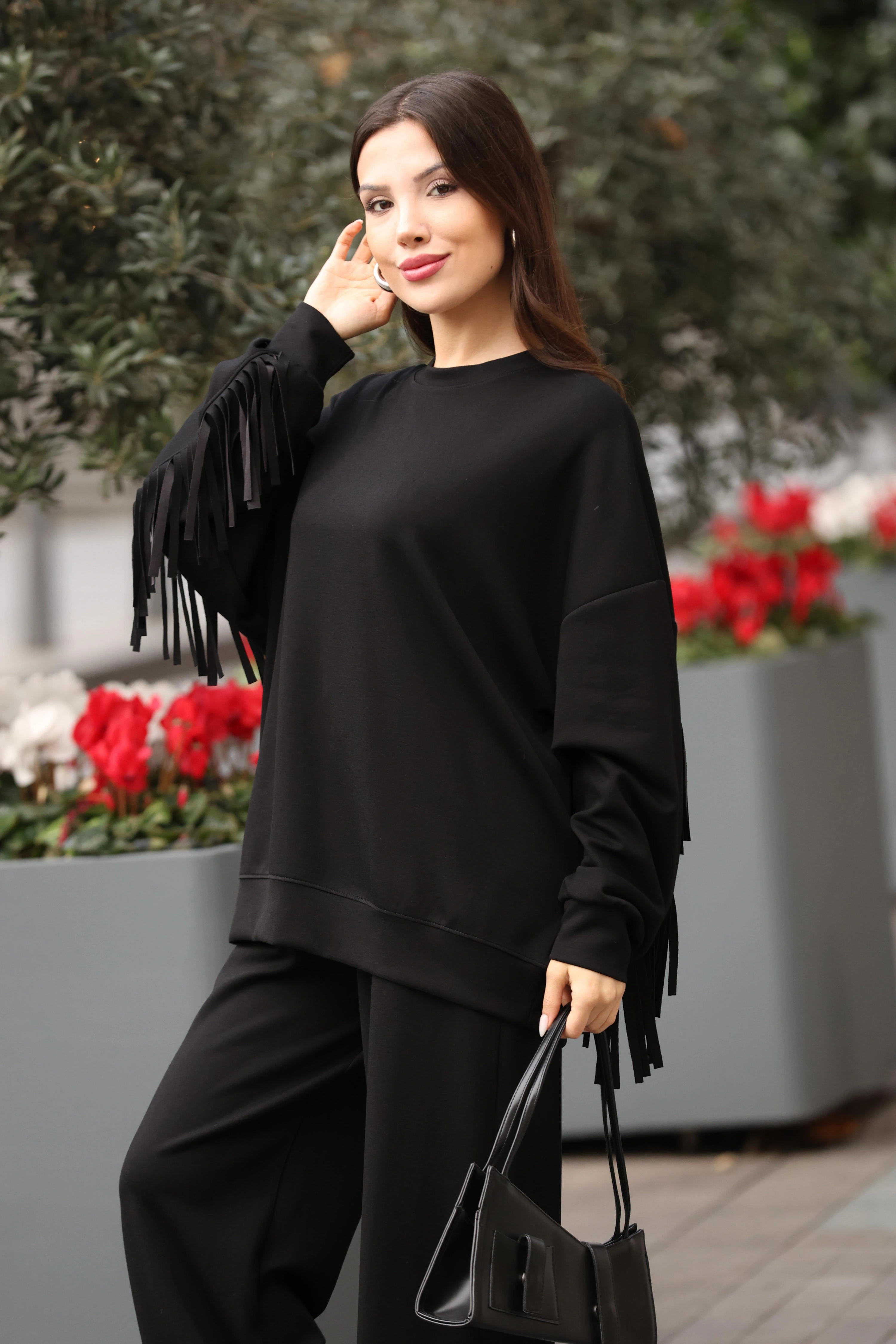 MODAL KUMAŞ SALAŞ EŞOFMAN TAKIM- SİYAH