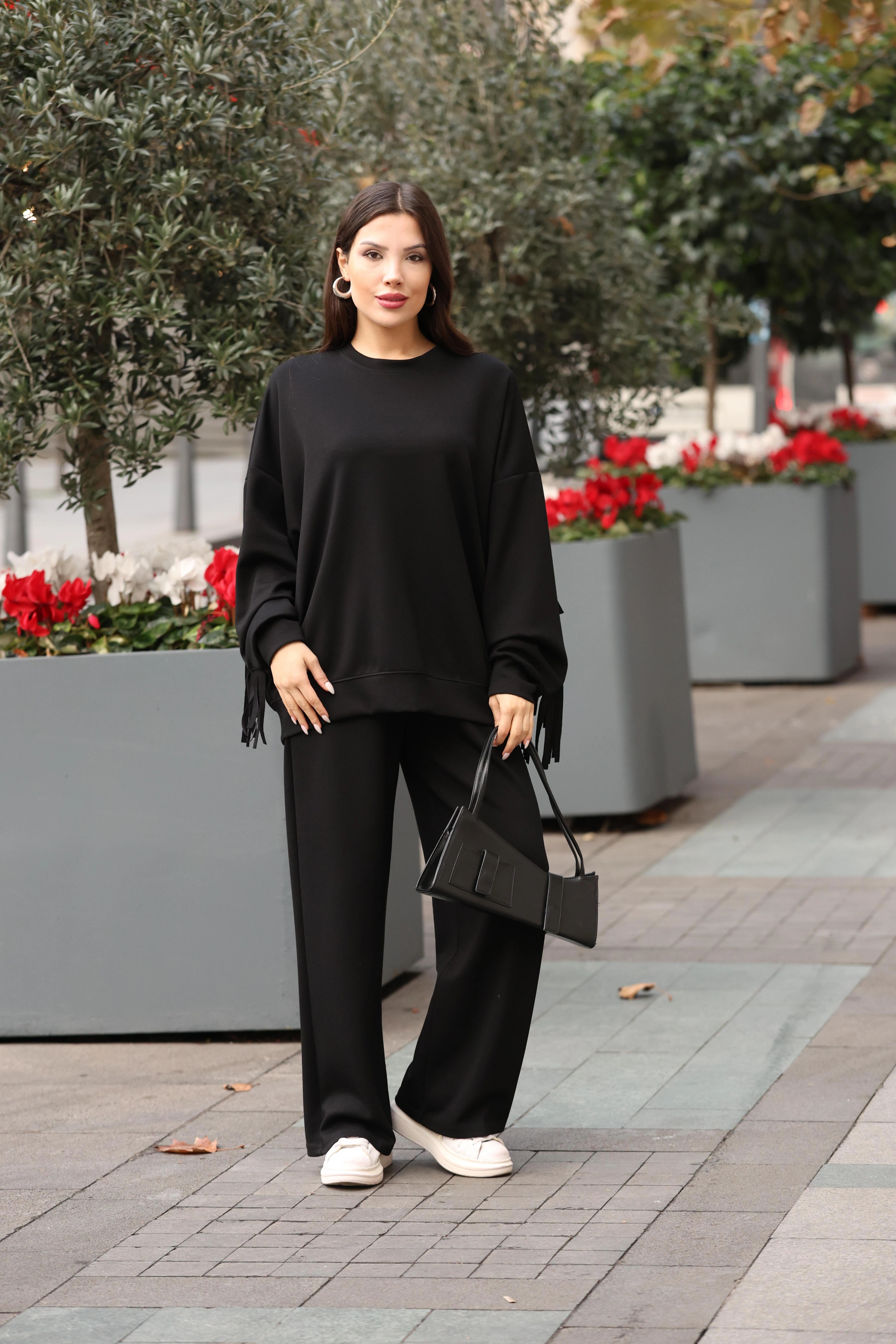 MODAL KUMAŞ SALAŞ EŞOFMAN TAKIM- SİYAH