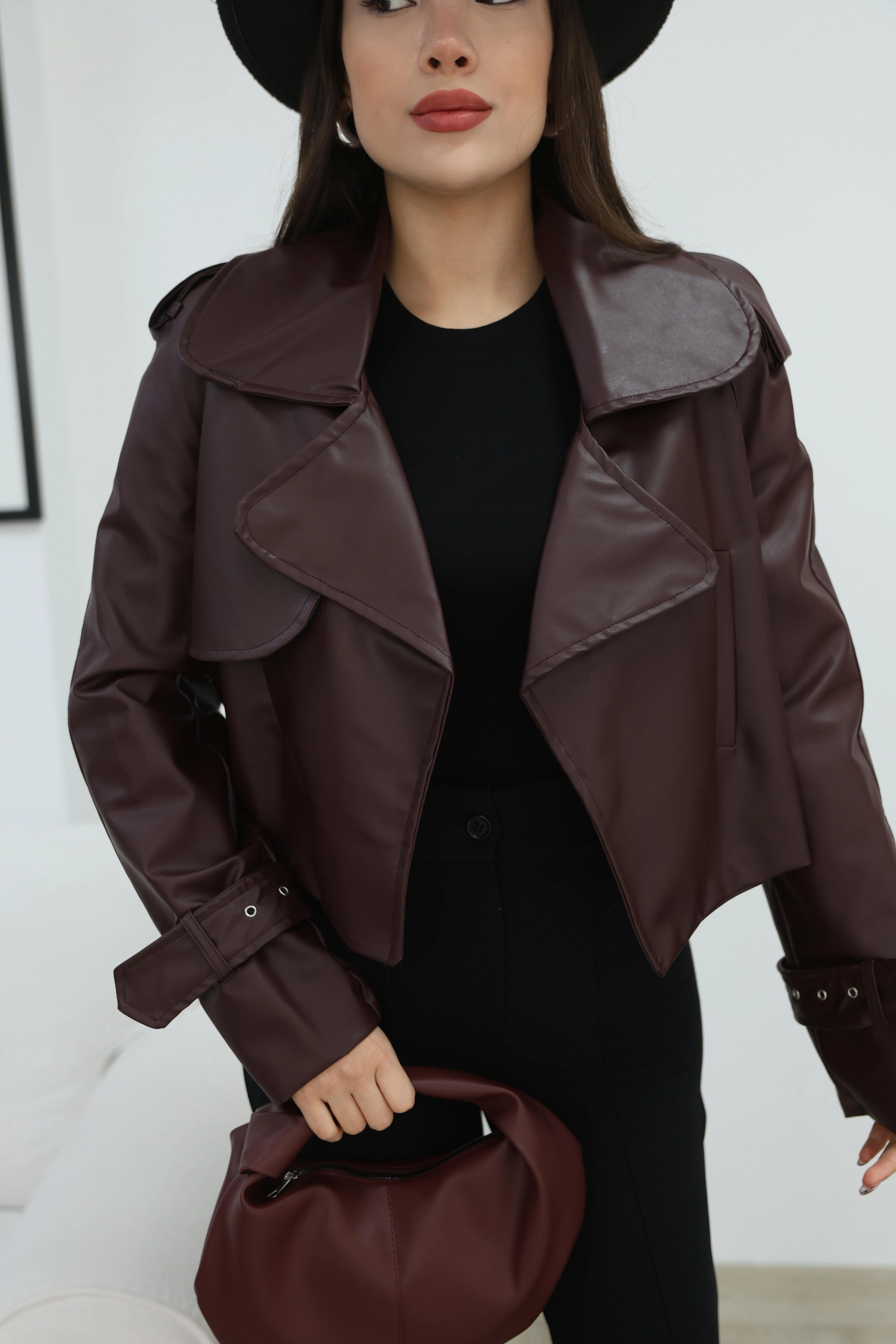 ASTARLI DERİ CEKET-MÜRDÜM