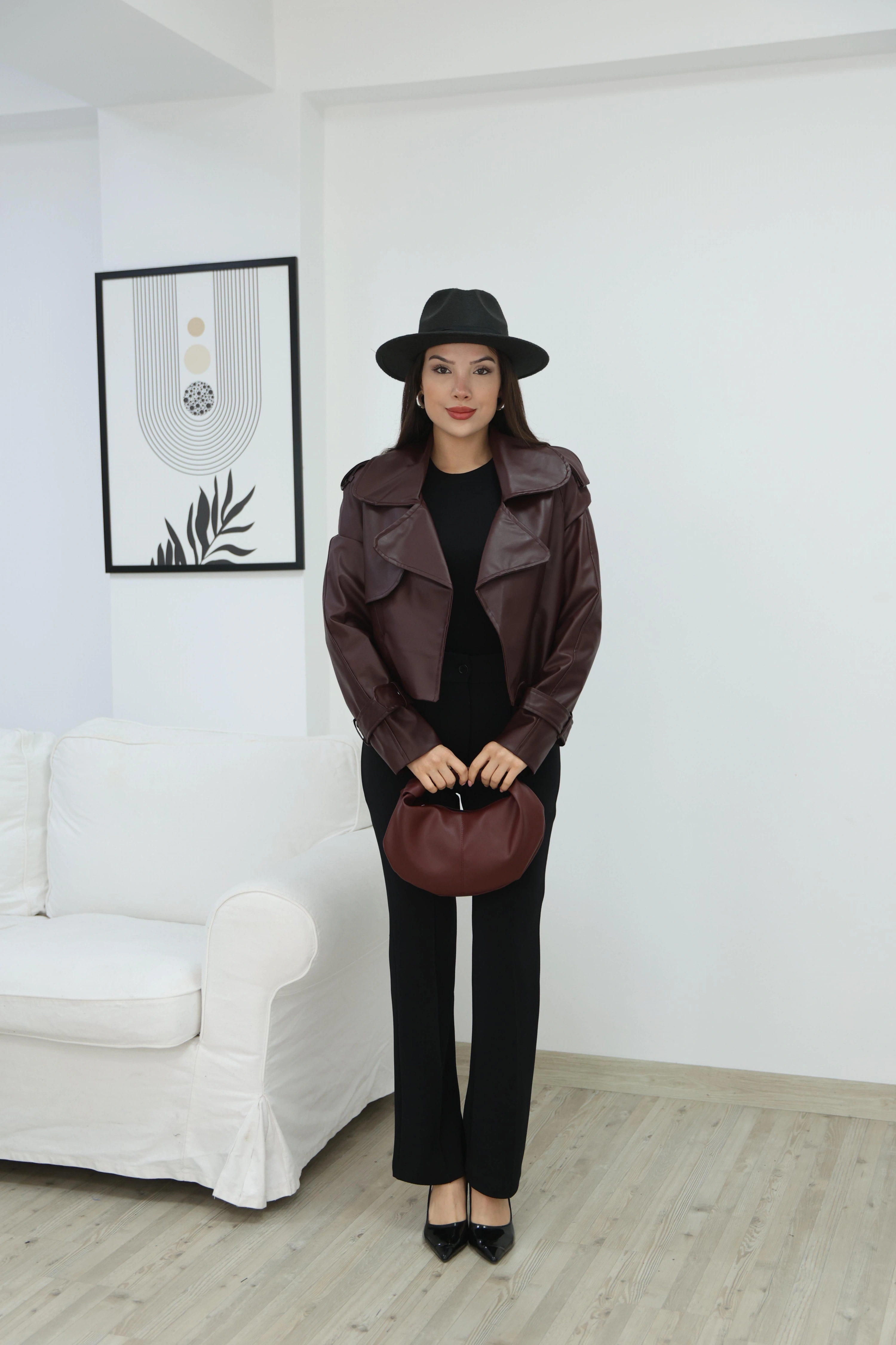 ASTARLI DERİ CEKET-MÜRDÜM