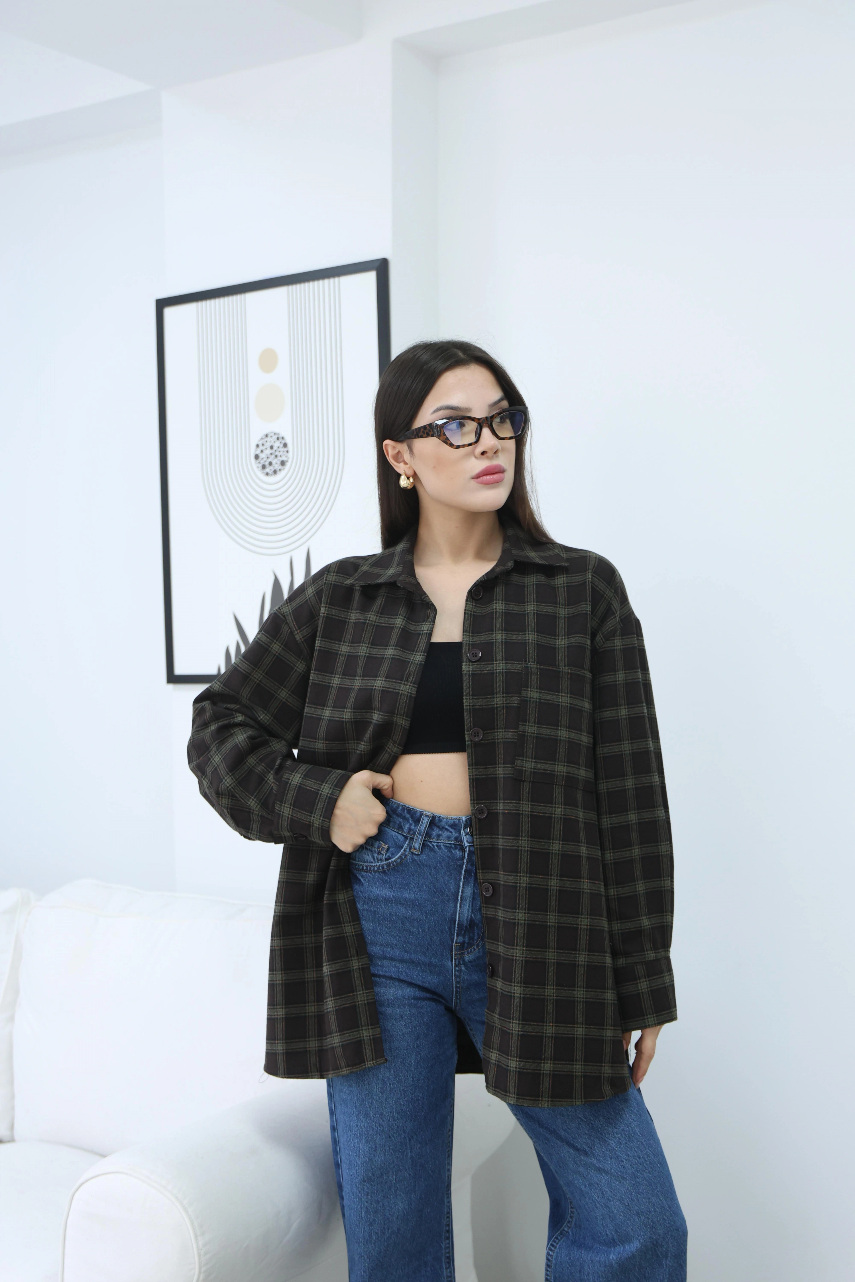 EKOSE DESEN UZUN GÖMLEK