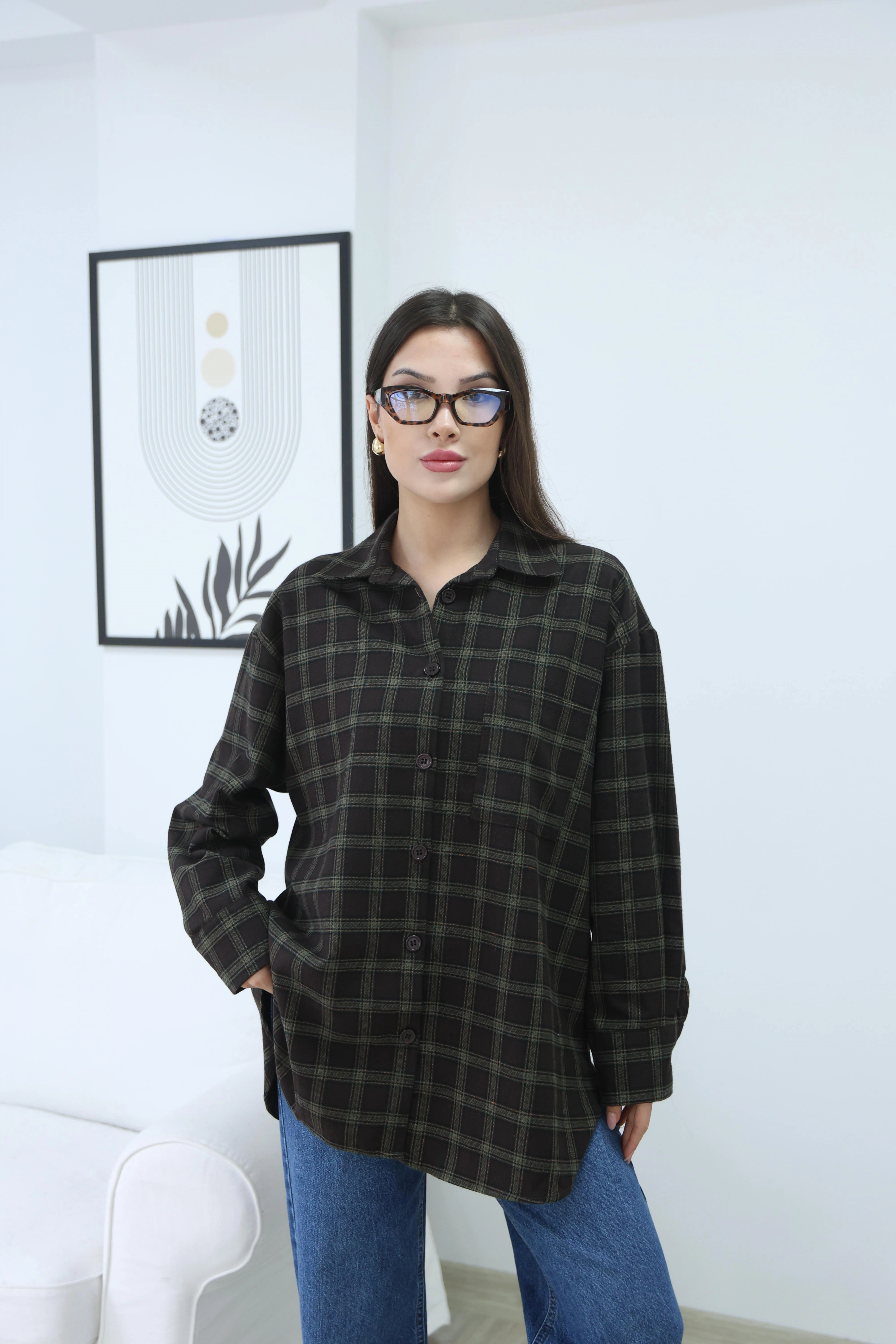 EKOSE DESEN UZUN GÖMLEK