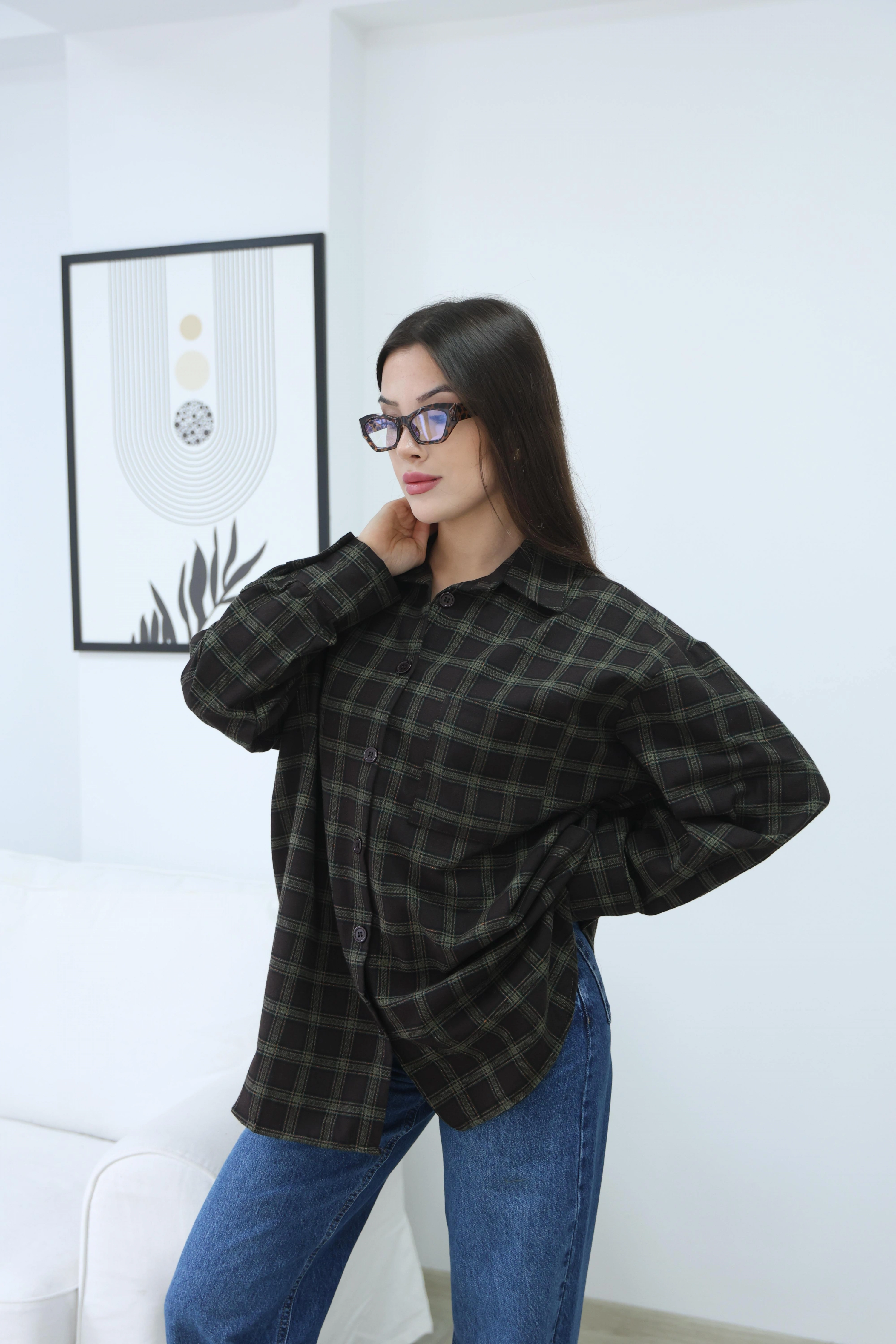 EKOSE DESEN UZUN GÖMLEK