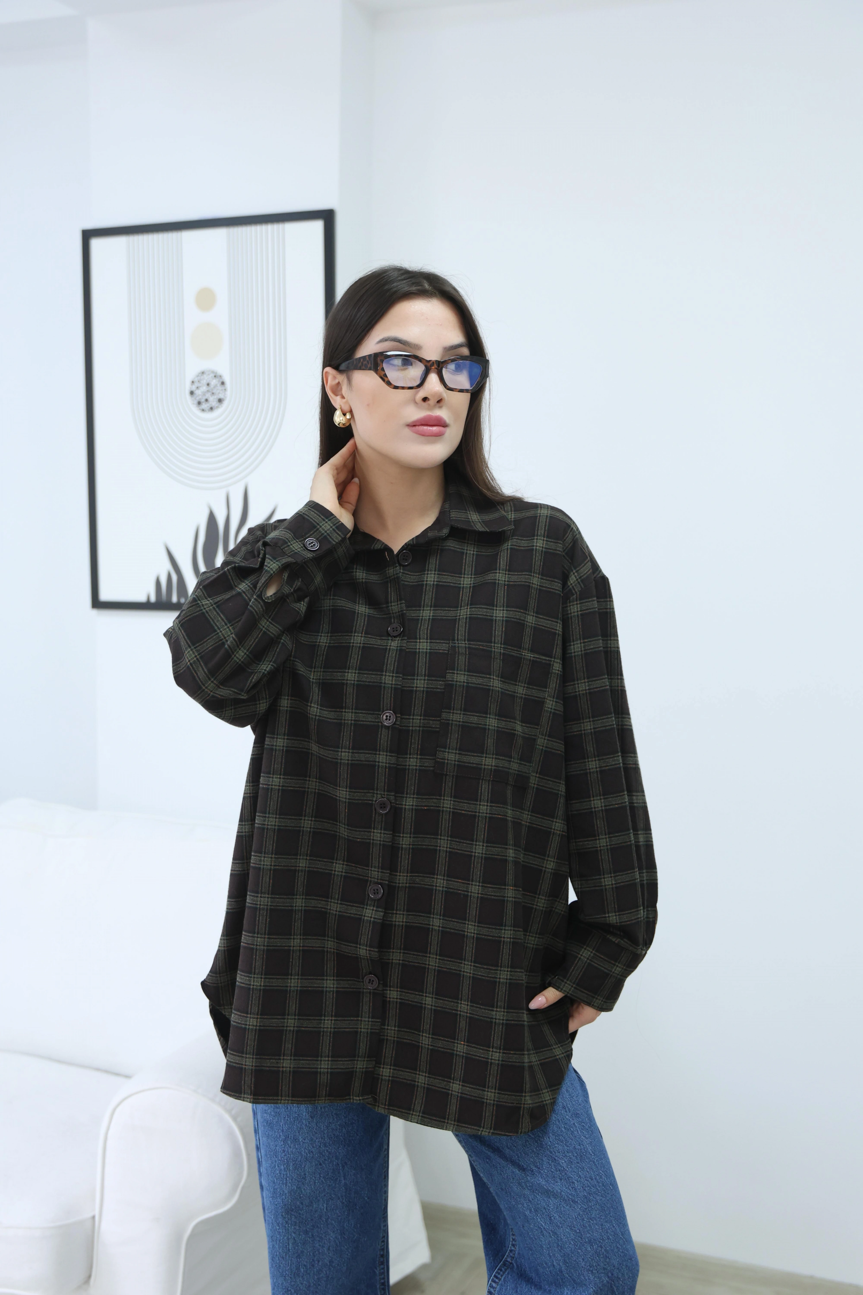 EKOSE DESEN UZUN GÖMLEK