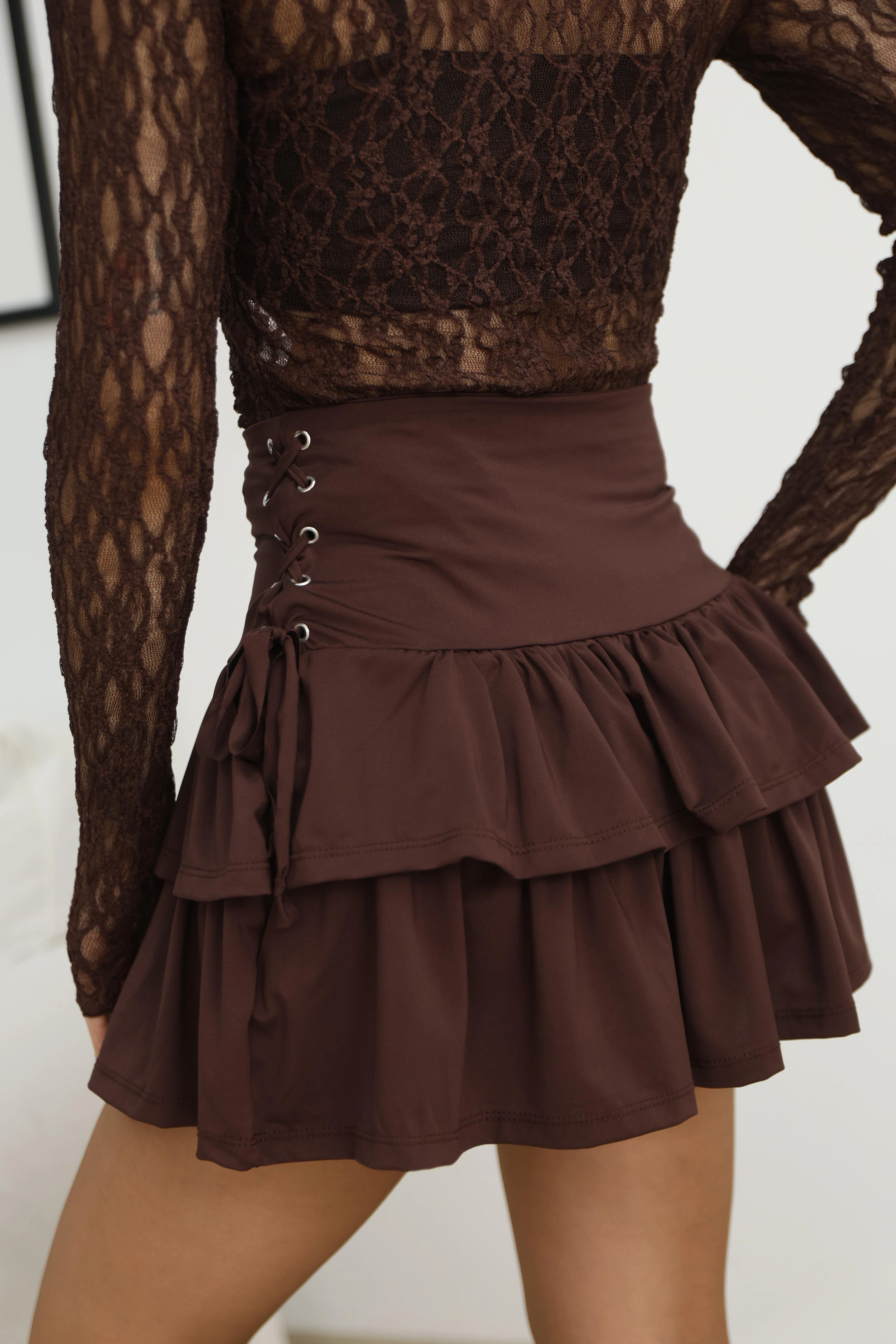 FIRFIRLI KAT KAT ETEK- KAHVERENGİ