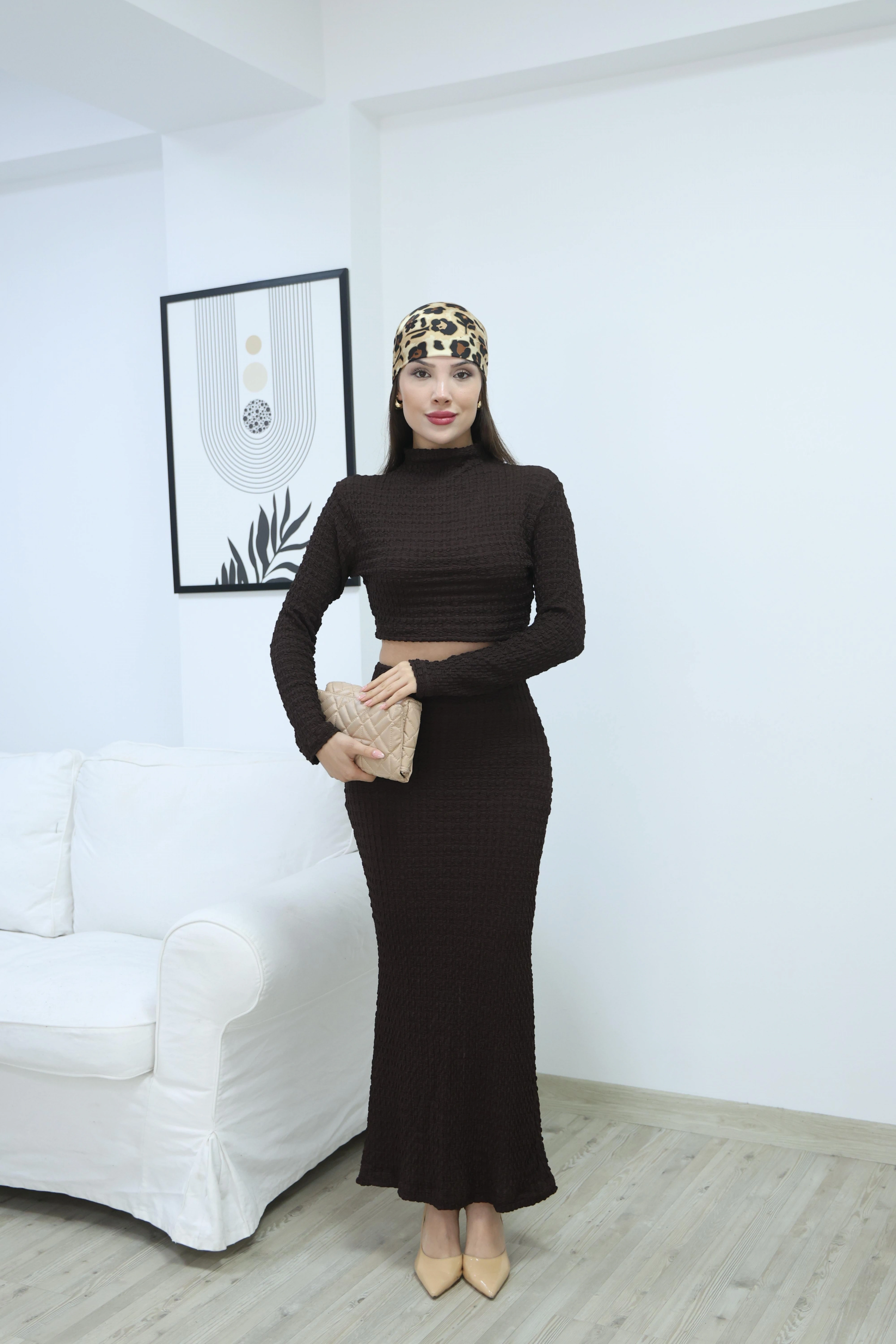 GOFRE CROP ETEK TAKIM- KAHVE