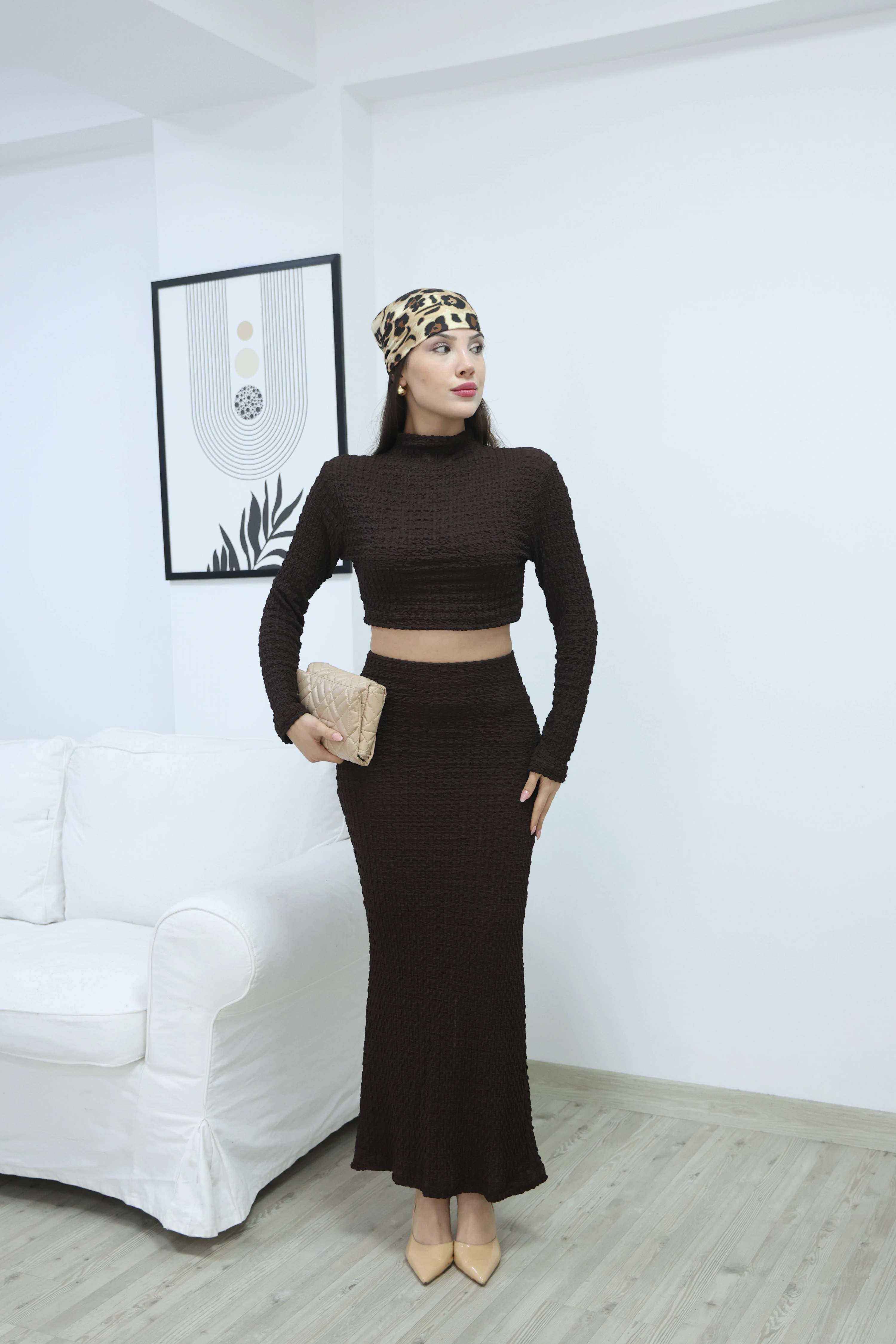 GOFRE CROP ETEK TAKIM- KAHVE