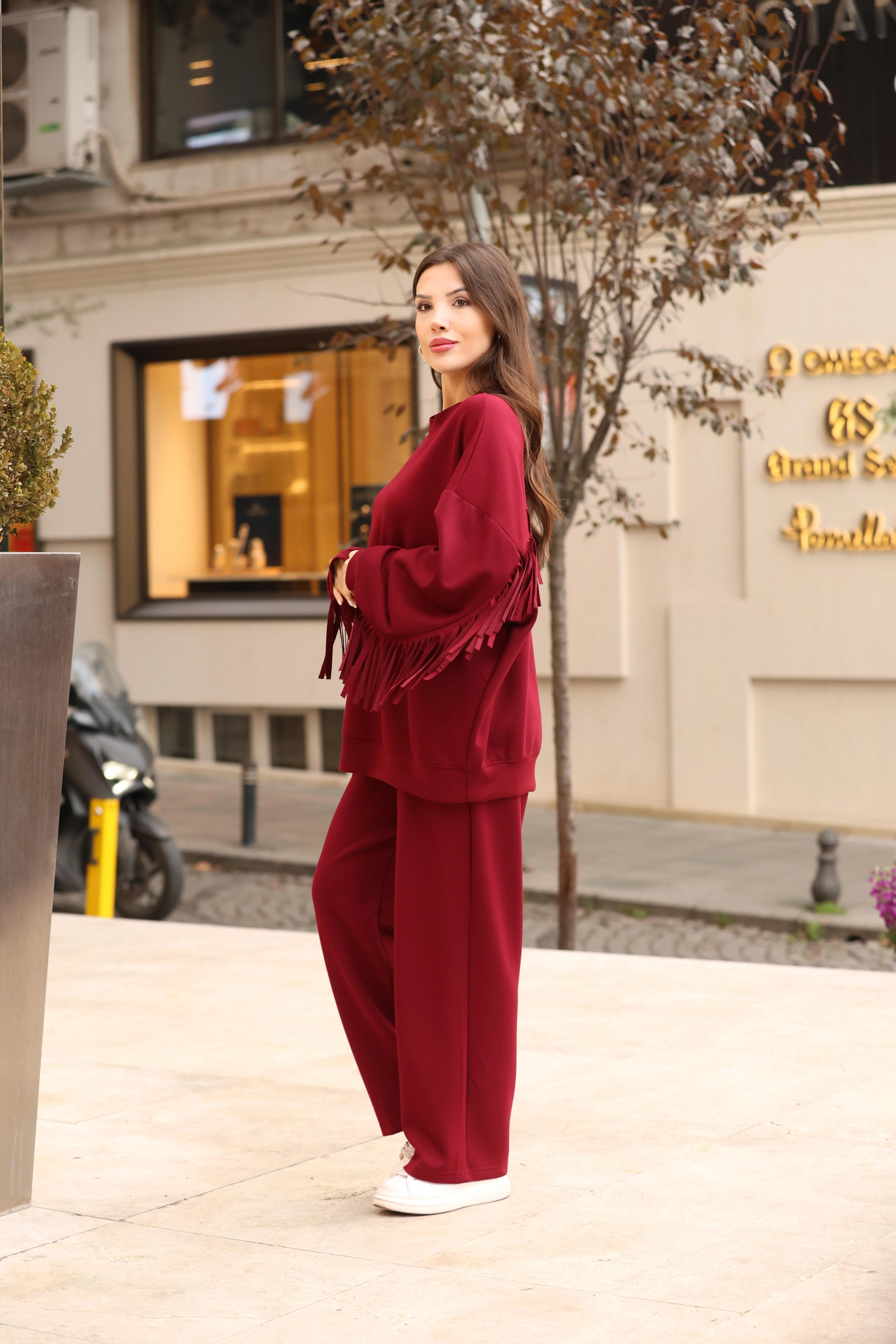 MODAL KUMAŞ SALAŞ EŞOFMAN TAKIM- BORDO