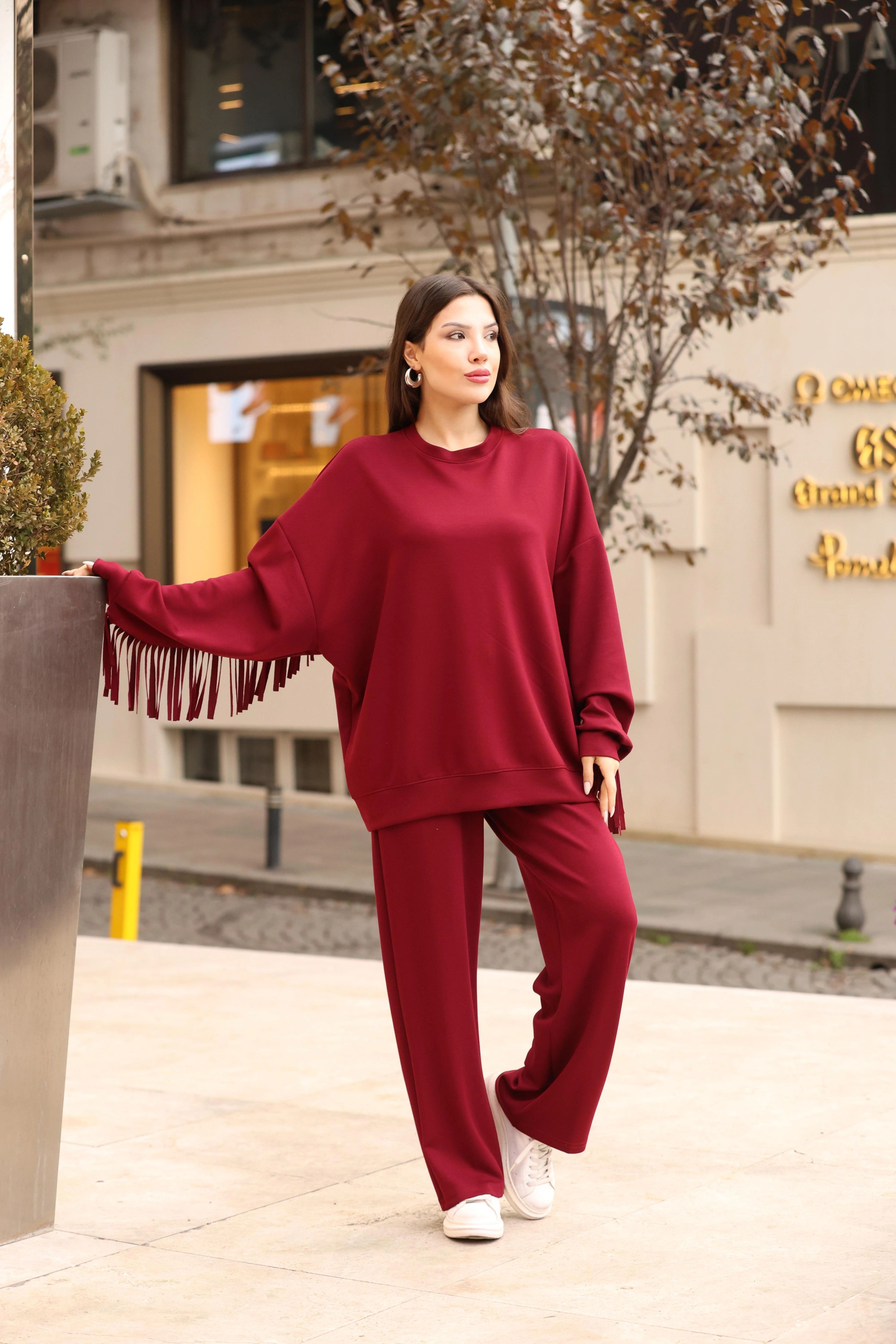 MODAL KUMAŞ SALAŞ EŞOFMAN TAKIM- BORDO