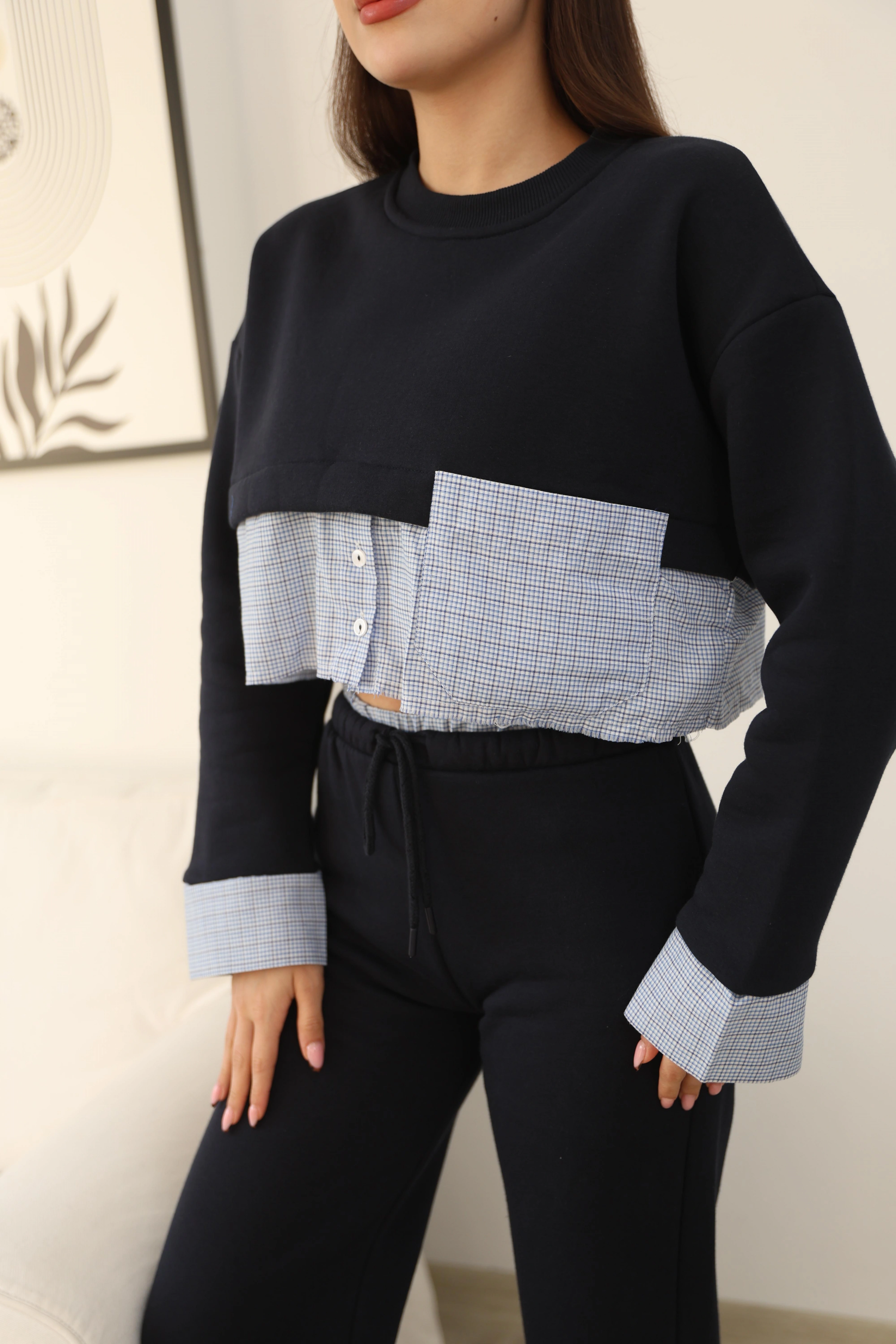 GÖMLEK TASARIM CROP ŞARDONLU TAKIM