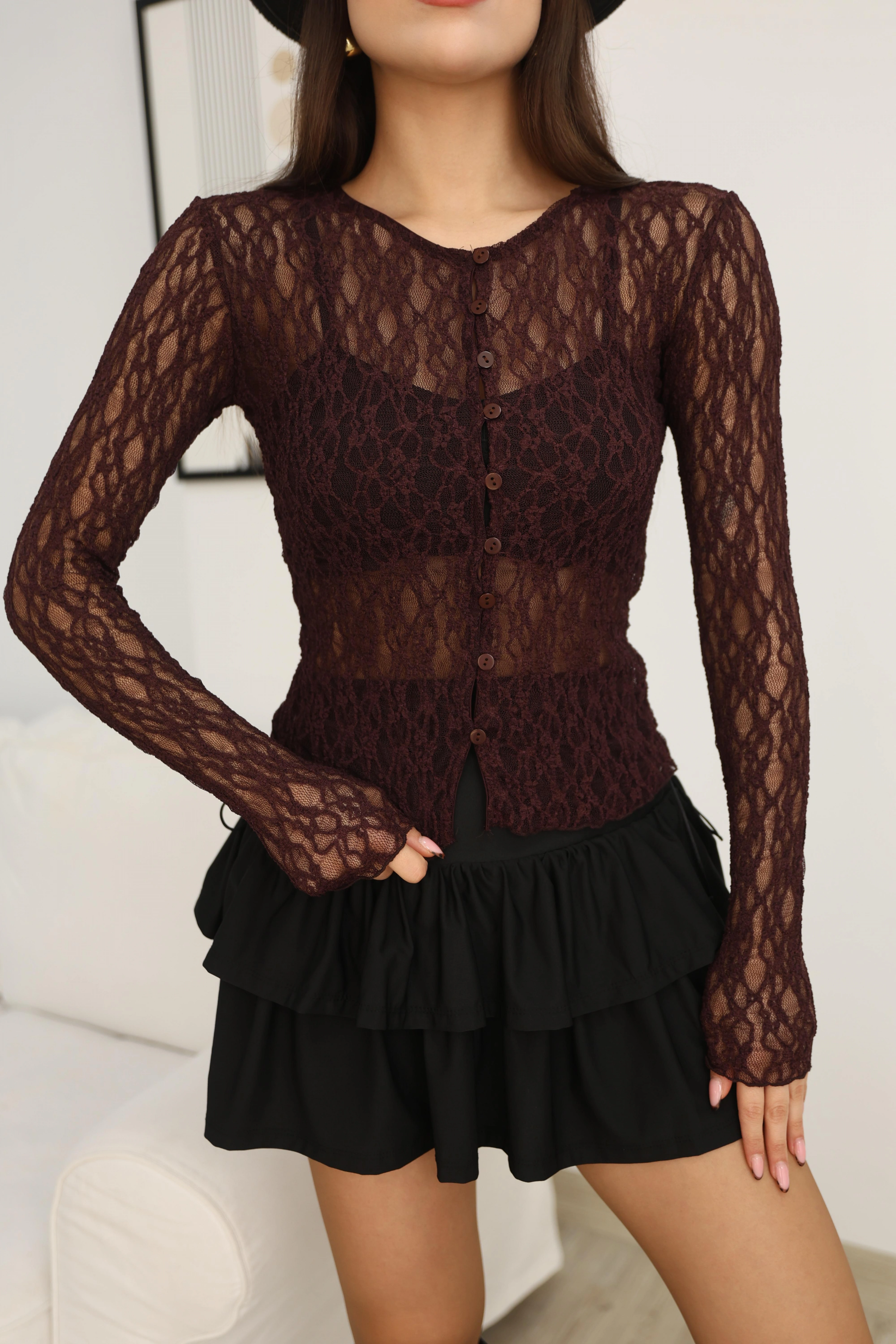 TRANSPARAN BLUZ- BORDO