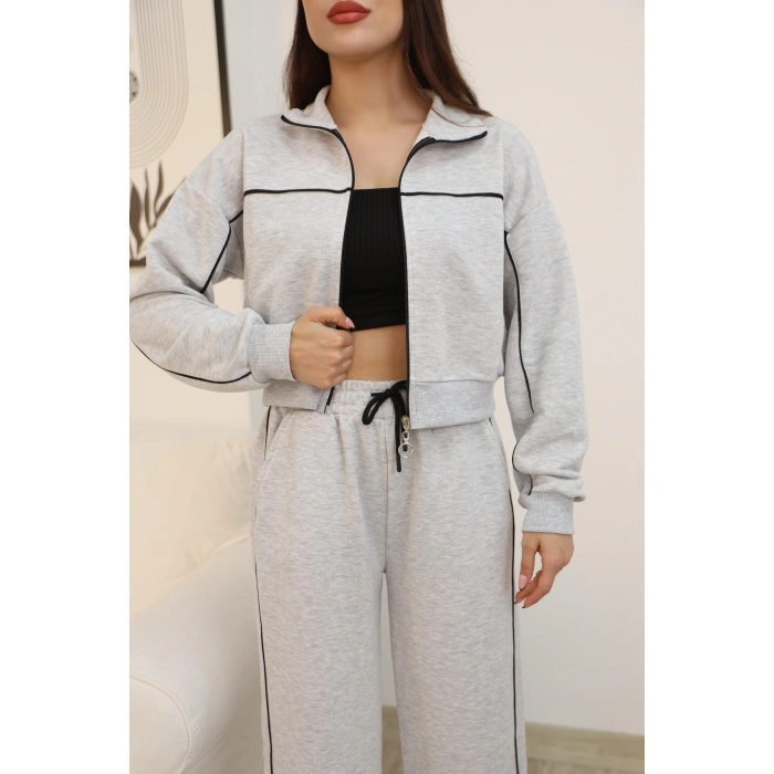 ÇİZGİ DETAY ESOFMAN TAKIM- GRİ