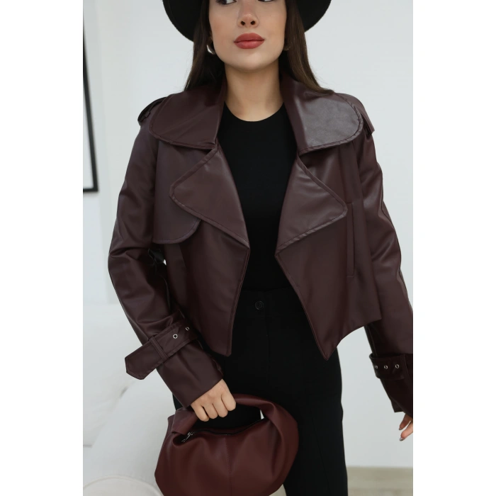 ASTARLI DERİ CEKET-MÜRDÜM