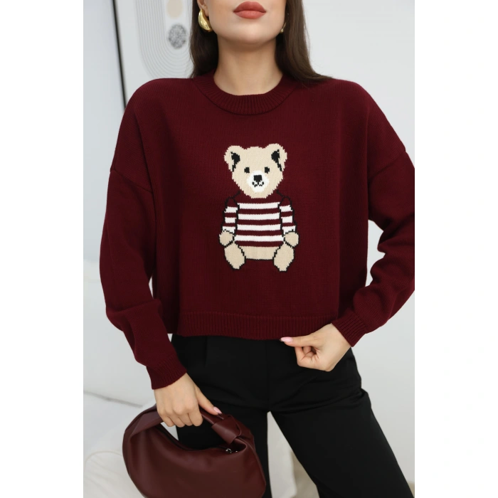 DESENLİ KAZAK- BORDO