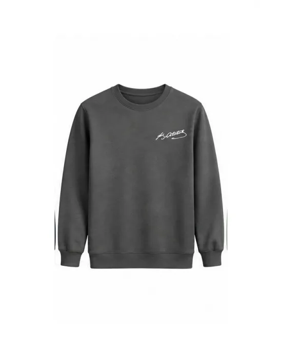 Mezatçı Dayı Atatürk İmzası Baskılı Uzun Kollu Sweatshirt