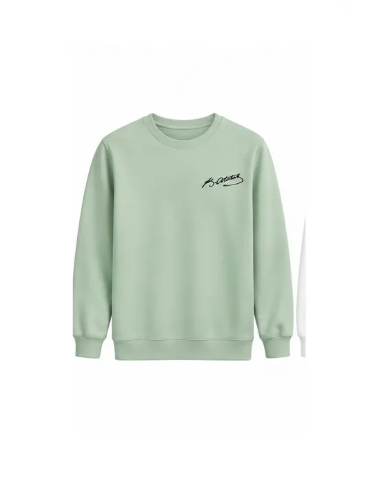 Mezatçı Dayı Atatürk İmzası Baskılı Uzun Kollu Sweatshirt