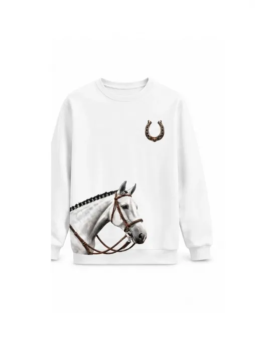 Mezatçı Dayı At Baskılı Uzun Kollu Sweatshirt