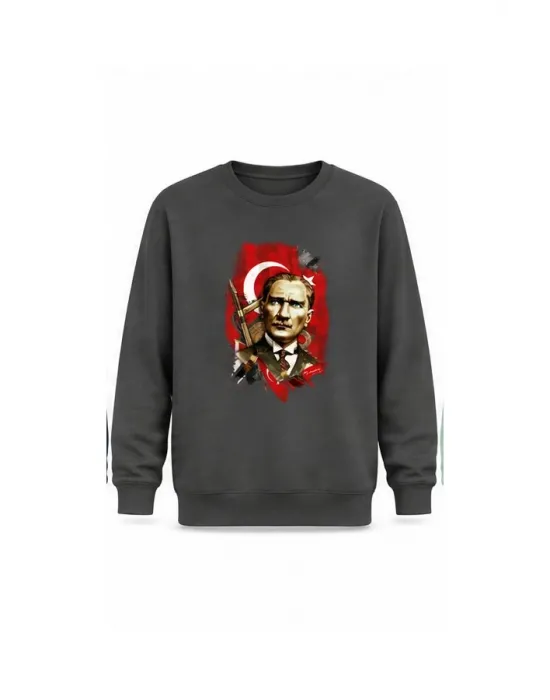 Mezatçı Dayı Atatürk Silüeti Baskılı Uzun Kollu Sweatshirt