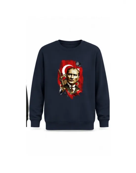 Mezatçı Dayı Atatürk Silüeti Baskılı Uzun Kollu Sweatshirt
