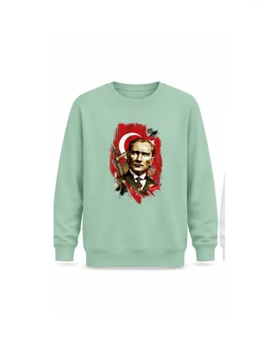 Mezatçı Dayı Atatürk Silüeti Baskılı Uzun Kollu Sweatshirt