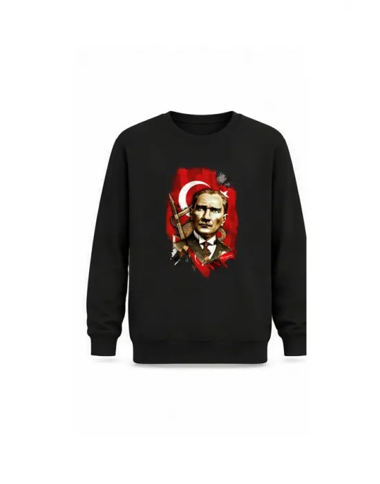 Mezatçı Dayı Atatürk Silüeti Baskılı Uzun Kollu Sweatshirt