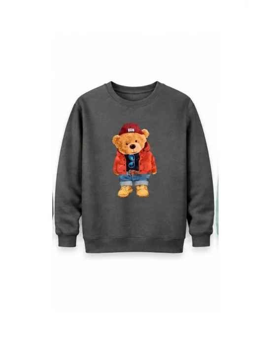 Mezatçı Dayı Ayı 2 Baskılı Uzun Kollu Sweatshirt