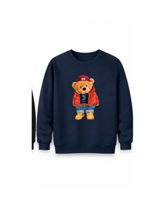 Mezatçı Dayı Ayı 2 Baskılı Uzun Kollu Sweatshirt
