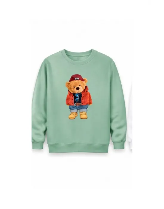 Mezatçı Dayı Ayı 2 Baskılı Uzun Kollu Sweatshirt