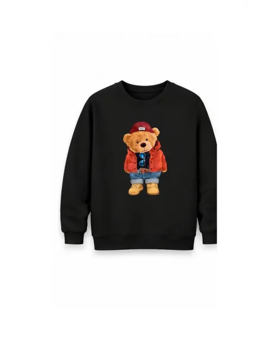 Mezatçı Dayı Ayı 2 Baskılı Uzun Kollu Sweatshirt