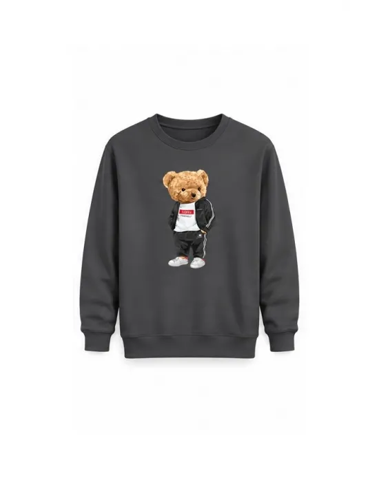 Mezatçı Dayı Ayı 5 Baskılı Uzun Kollu Sweatshirt