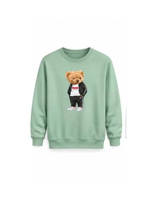 Mezatçı Dayı Ayı 5 Baskılı Uzun Kollu Sweatshirt