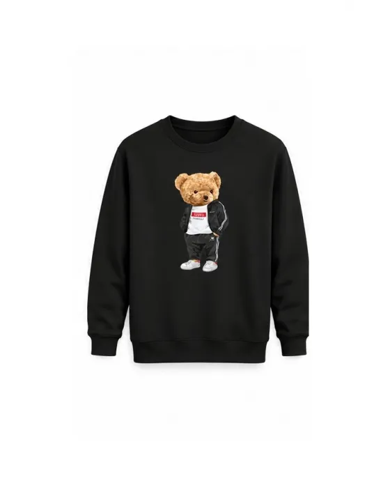 Mezatçı Dayı Ayı 5 Baskılı Uzun Kollu Sweatshirt