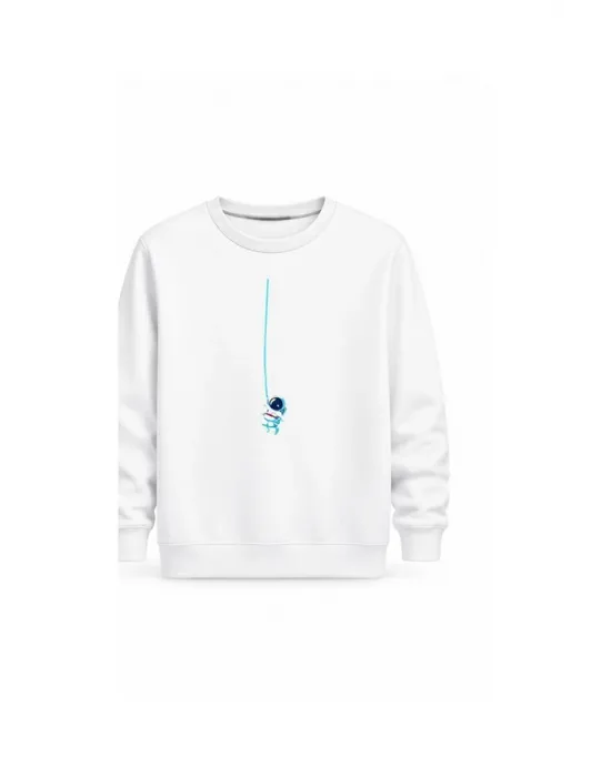 Mezatçı Dayı Astronot Baskılı Uzun Kollu Sweatshirt