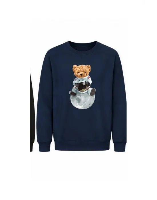 Mezatçı Dayı Şapkalı Ayı Baskılı Uzun Kollu Sweatshirt