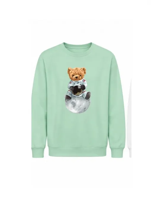 Mezatçı Dayı Şapkalı Ayı Baskılı Uzun Kollu Sweatshirt
