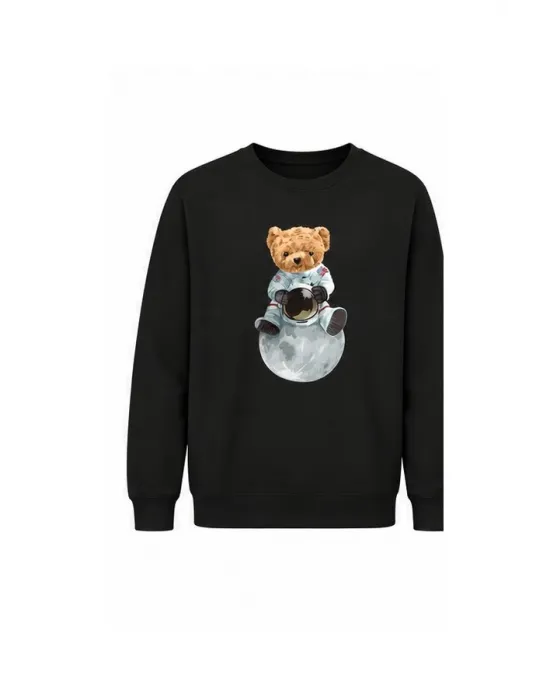 Mezatçı Dayı Şapkalı Ayı Baskılı Uzun Kollu Sweatshirt