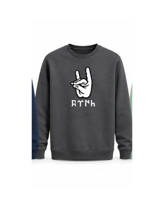 Mezatçı Dayı Bozkurt Baskılı Uzun Kollu Sweatshirt