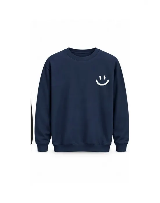 Mezatçı Dayı Emoji Baskılı Uzun Kollu Sweatshirt