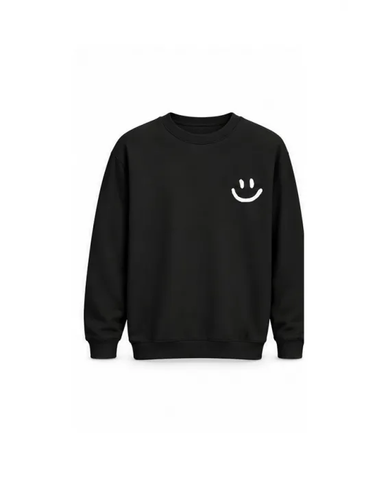 Mezatçı Dayı Emoji Baskılı Uzun Kollu Sweatshirt