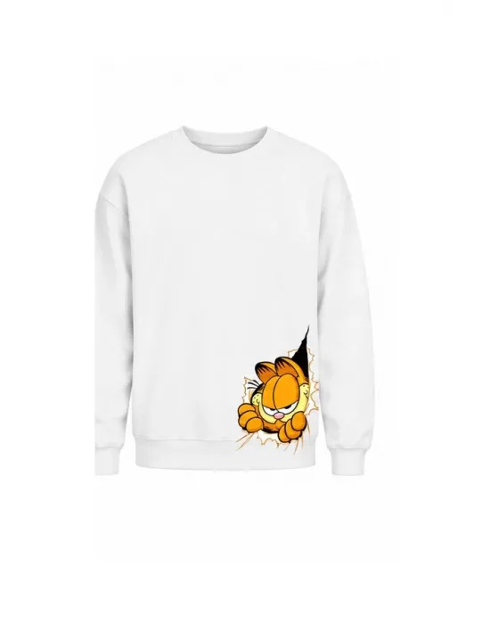 Mezatçı Dayı Garfield Baskılı Uzun Kollu Sweatshirt