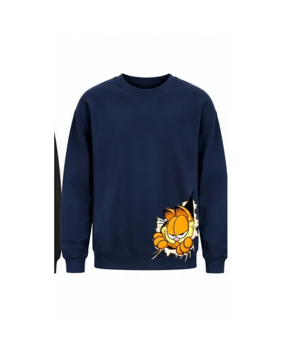 Mezatçı Dayı Garfield Baskılı Uzun Kollu Sweatshirt