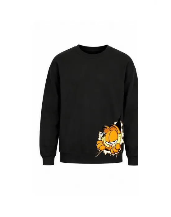 Mezatçı Dayı Garfield Baskılı Uzun Kollu Sweatshirt