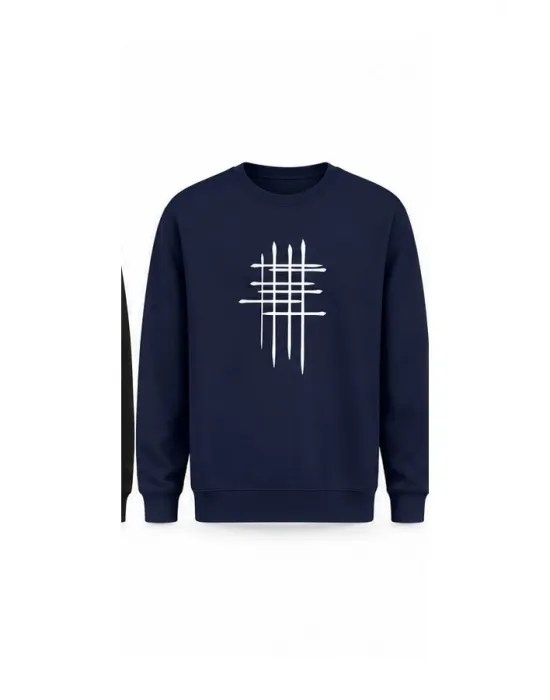 Mezatçı Dayı Çizgi Baskılı Uzun Kollu Sweatshirt