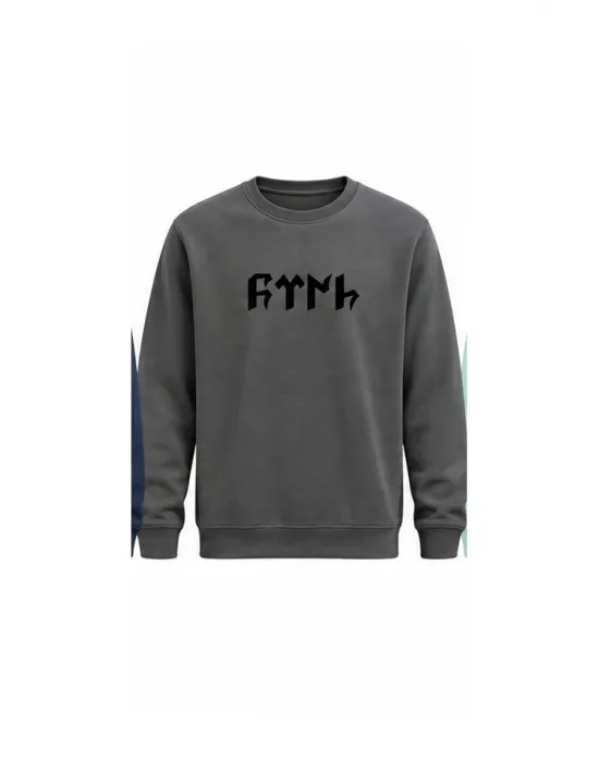 Mezatçı Dayı Göktürk Sembolü Baskılı Uzun Kollu Sweatshirt