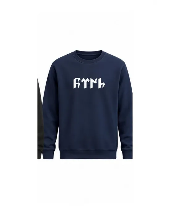 Mezatçı Dayı Göktürk Sembolü Baskılı Uzun Kollu Sweatshirt