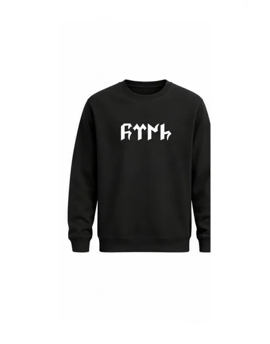 Mezatçı Dayı Göktürk Sembolü Baskılı Uzun Kollu Sweatshirt