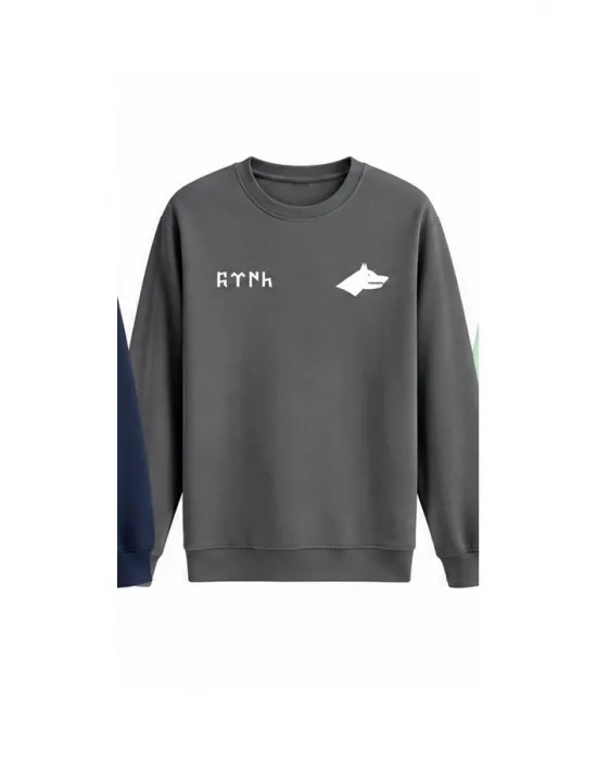 Mezatçı Dayı Göktürk Bozkurt Baskılı Uzun Kollu Sweatshirt