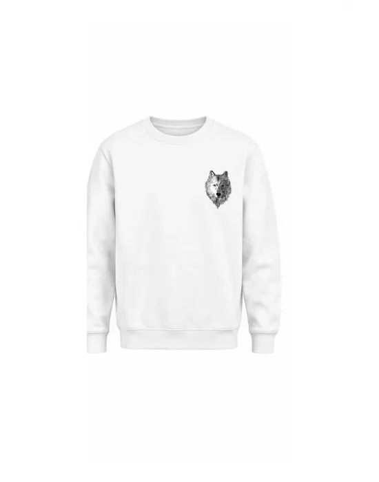 Mezatçı Dayı Küçük Gri Kurt Baskılı Uzun Kollu Sweatshirt