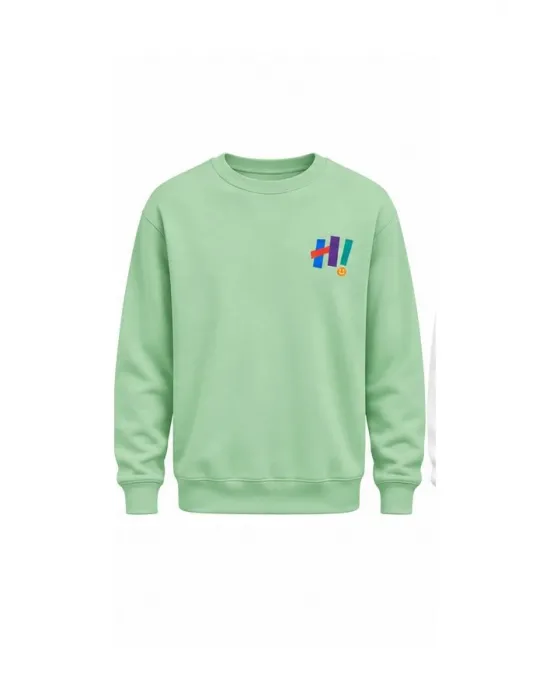 Mezatçı Dayı Hi Sembolü Baskılı Uzun Kollu Sweatshirt